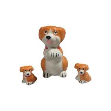 Imagem de Trio de MINIATURA - CACHORRO Caramelo e filhotes Ceramica - HP Decor