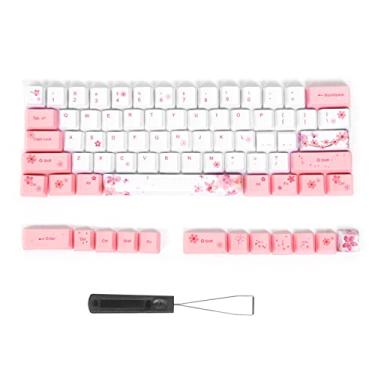Imagem de Keycaps De Teclado, 73 Pces Teclado Mecânico Sublimação Keycaps Diy Personalizado Colorido Keycaps Duráveis ​​pbt Keycaps Com Extrator De Chave Para Decorar Seu Teclado(sakura)