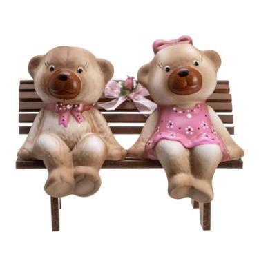 Imagem de Decoração Jardim Banco Urso Grande Mdf Cerâmica - Maryland Decor, Rosa
