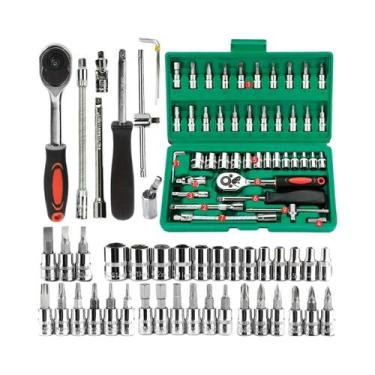 Imagem de Conjunto De Chaves De Catraca Para Reparação Automotiva Com 46 Peças, 