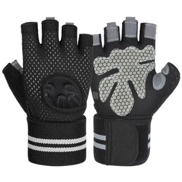 Imagem de Luvas de treino de ginástica com suporte de envoltório de pulso, proteção total da palma para levantamento de peso, treinamento (G)