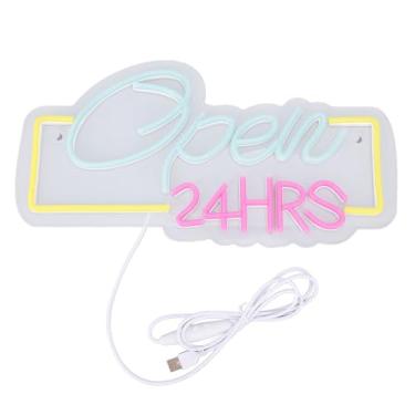 Imagem de WALFRONT Sinal de LED Aberto 24H Luz de Néon Alimentada por USB, Sinalização Comercial de Brilho Ajustável para Restaurante de Bar Com Janela de Loja, Material Acrílico Com Corrente Suspensa, Design Pronto para Exibição para