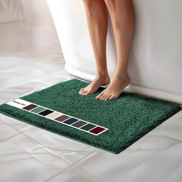 Imagem de Muddy Mat Tapetes de banheiro de chenille, tapetes de microfibra de secagem rápida, antiderrapantes, laváveis, extra grossos, macios e altamente absorventes para banheiro, cozinha e chuveiro - verde