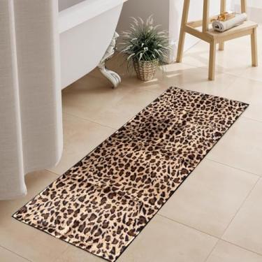 Imagem de LHAIFA Tapetes de banheiro com estampa de leopardo tapete fofo de guepardo 51 x 119 cm antiderrapante tapete de banho lavável tapete de chuveiro para banheiro, pia de chuveiro, penteadeira