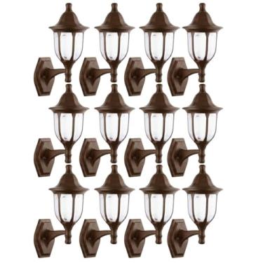 Imagem de Kit 12 Arandelas de Parede Marrom 38cm Luminária Decorativa Clássico Dital Fachadas Varandas