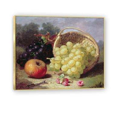 Imagem de NHLDZYH Moldura dourada. Arte de parede vintage - natureza morta com frutas - quadro de tela de estilo clássico - pintura de natureza morta com moldura decorativa. A05. 60 x 72 cm.