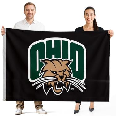 Imagem de Bandeira impressa Ohio Bobcats College Sports - Licenciada pela NCAA - Nylon - Banner escolar (preto, verde) (1,5 x 20 cm)