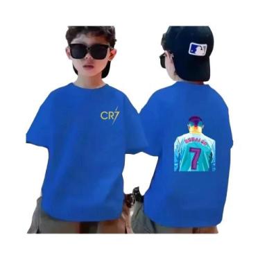 Imagem de Camiseta De Algodão Infantil De Verão CR7 Ronaldo Respirável Casual Mo