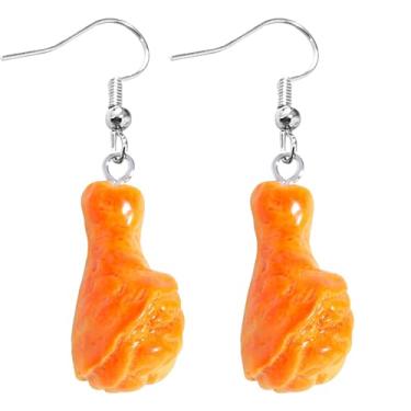 Imagem de TIANBANGSHI Brincos femininos engraçados de comida simulada de resina criativa com perna de frango frito, cauda de camarão, batatas fritas para mulheres, joias e presentes, Small, Resina, Sem pedra
