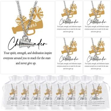 Imagem de OBUSATT Presentes de líder de torcida colar de torcida a granel com cartão motivacional pessoal presente de torcida acessórios de torcida colar de equipe de dança megafone, Papel, metal, Metal