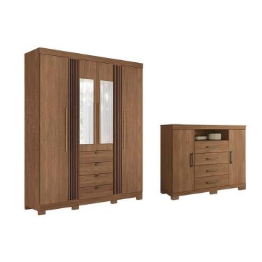 Imagem de Guarda Roupa +cômoda 2 Peças Qc268 Jatobá - Santos Andirá