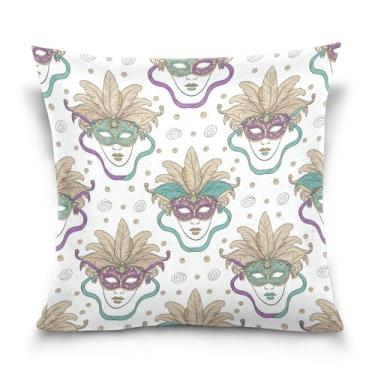 Imagem de Blueangle Capas de almofada de máscara de carnaval - 50 x 50 cm, decoração de férias de fazenda para sofá de casa (52)