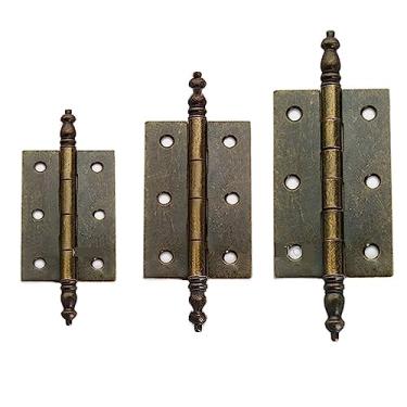 Imagem de Dobradiças retrô de bronze antigo com 6 furos com parafusos para armário de caixa de joias de madeira, 2 peças (122 x 76 mm)