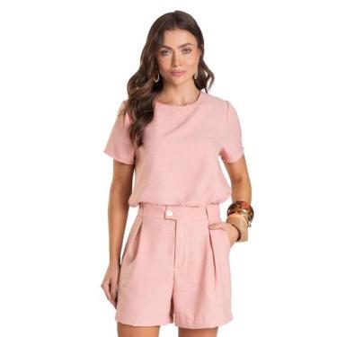 Imagem de Bermuda Feminina em Tecido Dianna Rosa, G, Rosa