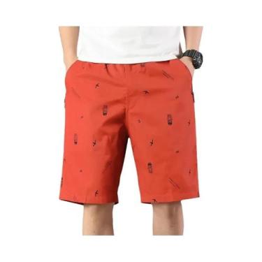 Imagem de Bermuda Casual Leve De Verão Para Homens, Estilo Baggy Com Estampa, Sh