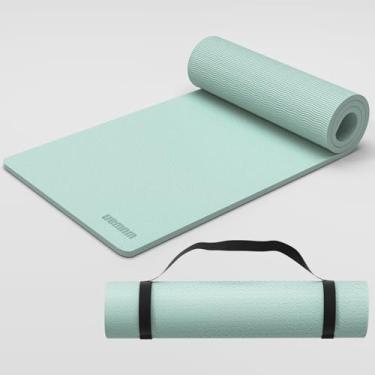 Imagem de Tapete de ioga de 10 mm 183 x 66 cm TPE antiderrapante 1 cm de espessura, tapete de fitness fácil de transportar para ioga, pilates e treino, feito com material reciclável, durável, fácil de limpar