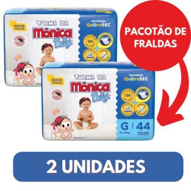 Imagem de 2 Pacotes MEGA Fraldas Descartáveis Turma da Mônica G, G