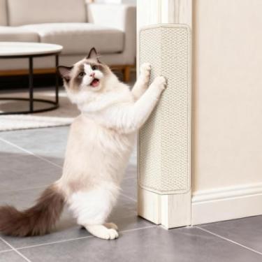 Imagem de ENONCI Protetor de porta da Cat Scratching 49,8 cm x 19,78 cm arranhador de canto de parede, antiarranhões, protetor de móveis para gatos em ambientes internos