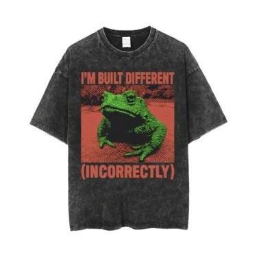 Imagem de Camiseta Masculina Oversized Engraçada Com Estampa De Sapo Estilo Japo