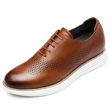 Imagem de CHAMARIPA Sapatos De Elevador Masculinos Tênis Casuais De Couro Altura Invisível Aumentando Sapatos Sociais