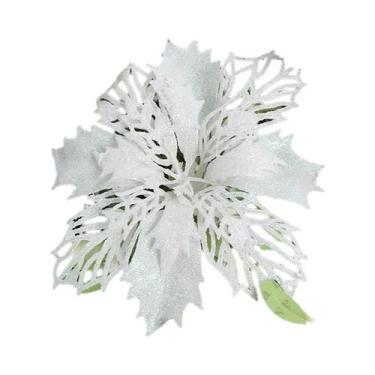 Imagem de Flores Artificiais De Natal Com Glitter 11/16cm 5 Peças Decoração Para