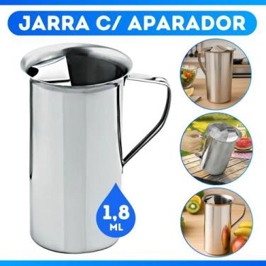 Imagem de Jarra Com Aparador De Gelo Aço Inox 1800Ml Alça Suco Água Refresco Lux