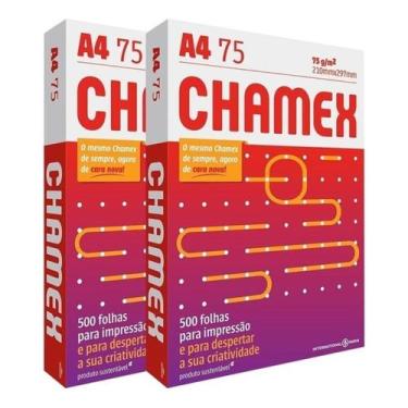 Imagem de 2 Pacotes de Papel Sulfite Oficio A4 Chamex Resma 500FLS Cada