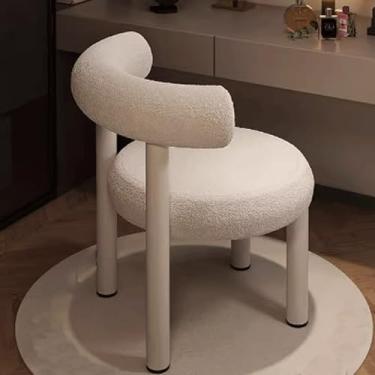 Imagem de Cadeira de maquiagem para penteadeira - Cadeira moderna de metal e esponja com encosto para conforto - ideal para uso no quarto, design elegante