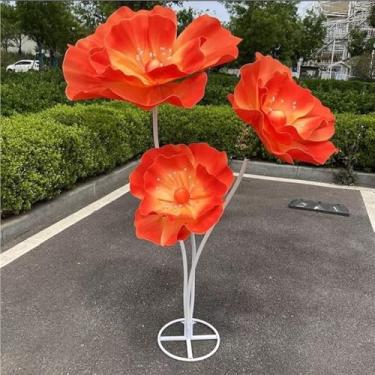 Imagem de Flores artificiais gigantes para decoração - adereços de flores enormes com base em pé para festas de jardim ao ar livre, vitrines de lojas e decoração de casa