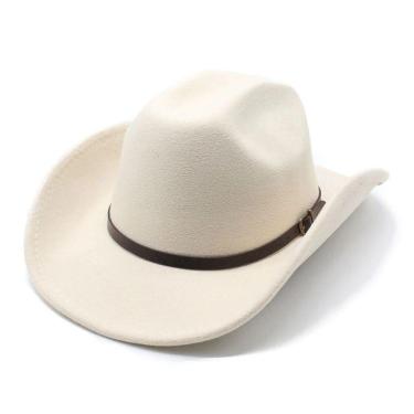 Imagem de Chapéu Fedora De Feltro Aba Média Maleável Cata Ovo Cowboy Rodeio Unissex Batateiro Off White