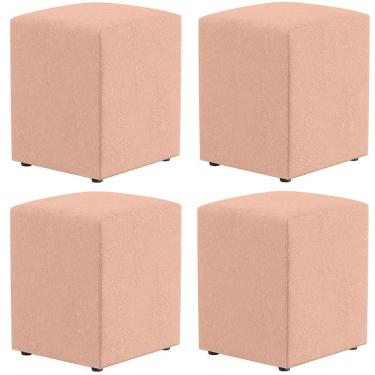 Imagem de Kit 04 Puffs Quadrado L02 Linho Rosê