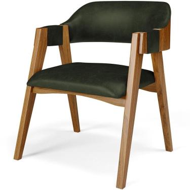Imagem de Cadeira Para Sala De Jantar E Estar Living Estofada Suran L02 Couríssimo Verde Musgo - Lyam