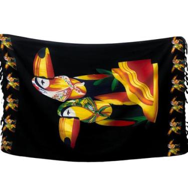 Imagem de Canga Colorida Gigante Estampada Lencinho Saída De Praia Poliéster - K