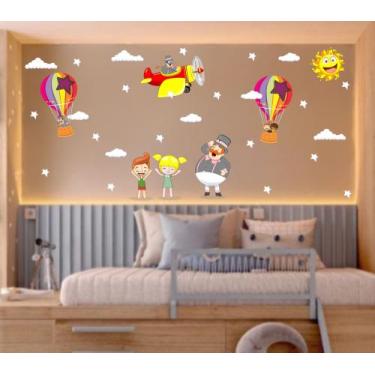 Imagem de adesivo parede mundo bita aviador balão - Adesivos Kigrude