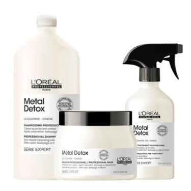 Imagem de Kit loreal metal detox shampoo 1.5l+mascara 500g+spray 500ml