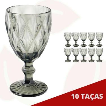Imagem de 10 Taça Cinza Metalizada 340ML Diamond Vidro Elegante Chic Luxo - PRAT