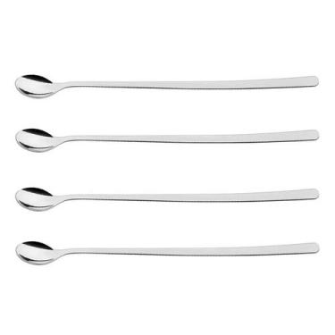 Imagem de Kit 4 Colheres Bailarina Inox Para Drinks Gin Coquetel Suco 30cm Tramo