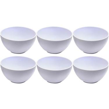 Imagem de Kit 6 Cumbuquinhas Brancas 356ml Tigelas de Plástico Pequenas Sobremes