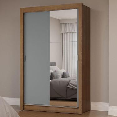 Imagem de Guarda-roupa Solteiro 2 Portas Correr Espelho Rustic/cinza