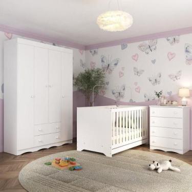 Imagem de Quarto de Bebê Completo com Berço Americano 3 em 1 para Colchão 130x70