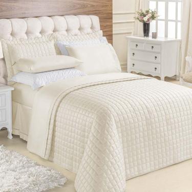 Imagem de Kit Cobre Leito Colcha Veneza King 3 Peças Hipercal 180 Fios - Marfim