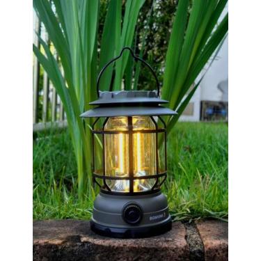 Imagem de Lanterna Lampião Com Led C/ Placa Solar Recarregável - - Bomvink, Verd