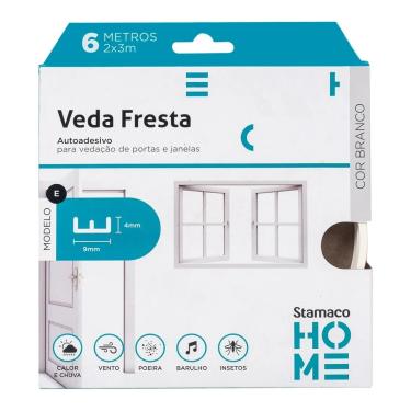 Imagem de Borracha Vedação Branco Veda Fresta Adesiva Rolo 6m Modelo E Stamaco