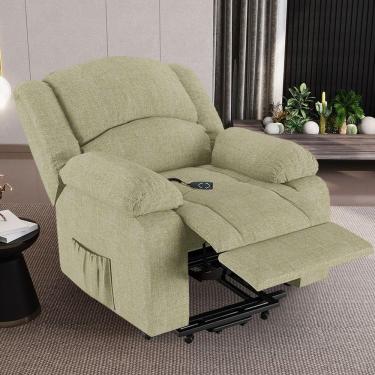 Imagem de Poltrona Do Papai Reclinável Sala De Cinema Barcelona Elevação Lift Elétrico Linho Bege