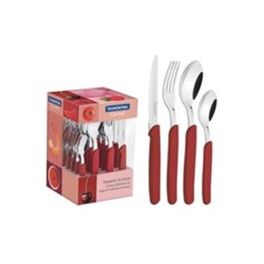 Imagem de Conjunto de Talheres Tramontina Carmel Vermelho 24 Peças, Carmin Médio