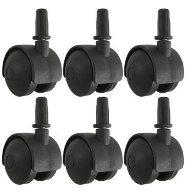 Imagem de 6 Rodízios de Pressão Plástico Preto com Pino Para Cama Box Solteiro R