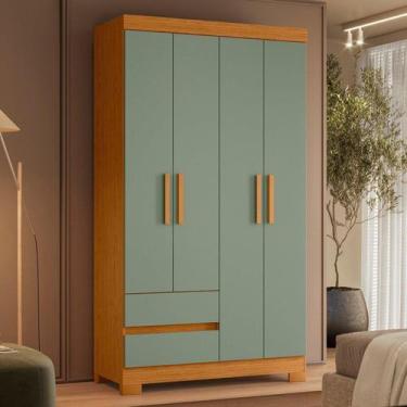 Imagem de Guarda-roupa Infantil 04 Portas e 02 Gavetas Olímpia Cinamomo / Sálvia