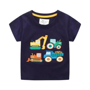 Imagem de Camisetas De Verão Para Meninos 2-7 Anos Com Bordado De Carros E Desen