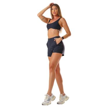 Imagem de Conjunto Esportivo Top Decore U Alças Largas Shorts Soltinho Bolso Funcional Embutido-Feminino