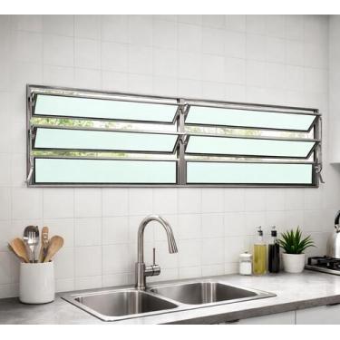 Imagem de Vitro Basculante Alumínio Brilhante 2 Seções 60x150 Brecorimo